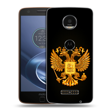 Пластиковый чехол на Lenovo Moto Z с принтом Герб России желтый