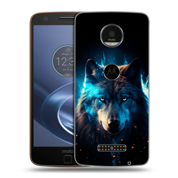 Пластиковый чехол на Lenovo Moto Z с принтом Волк ночной