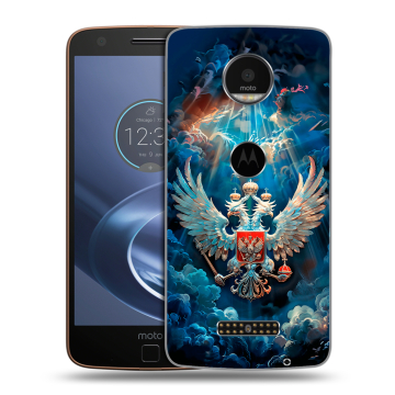 Пластиковый чехол на Lenovo Moto Z с принтом Герб флаг России