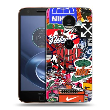Пластиковый чехол на Lenovo Moto Z с принтом Найк Nike яркий