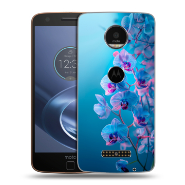 Пластиковый чехол на Lenovo Moto Z с принтом голубые орхидеи