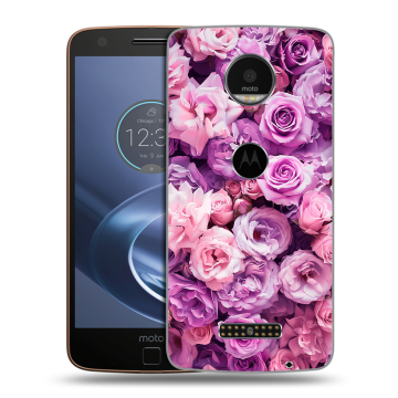 Пластиковый чехол на Lenovo Moto Z с принтом лавандовые розы