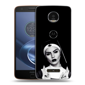 Пластиковый чехол на Lenovo Moto Z с принтом монашка