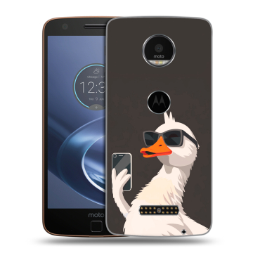 Пластиковый чехол на Lenovo Moto Z с принтом утка в очках