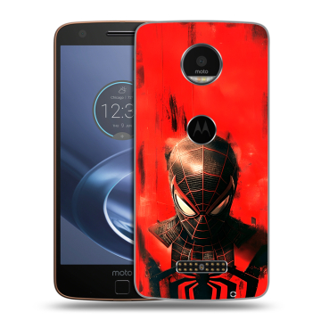 Пластиковый чехол на Lenovo Moto Z с принтом человек паук spiderman