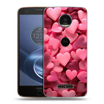 Пластиковый чехол на Lenovo Moto Z с принтом розовые сердечки