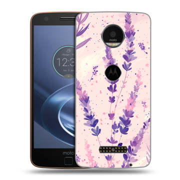 Пластиковый чехол на Lenovo Moto Z с принтом цветы лаванда