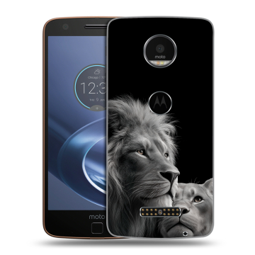 Пластиковый чехол на Lenovo Moto Z с принтом Лев кошки