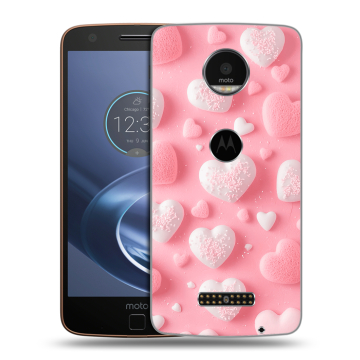 Пластиковый чехол на Lenovo Moto Z с принтом Сердечки