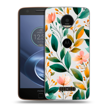 Пластиковый чехол на Lenovo Moto Z с принтом Цветы паттерн