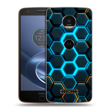 Пластиковый чехол на Lenovo Moto Z с принтом Неоновые соты