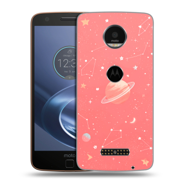 Пластиковый чехол на Lenovo Moto Z с принтом Розовый космос
