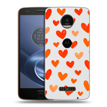 Пластиковый чехол на Lenovo Moto Z с принтом Сердечки