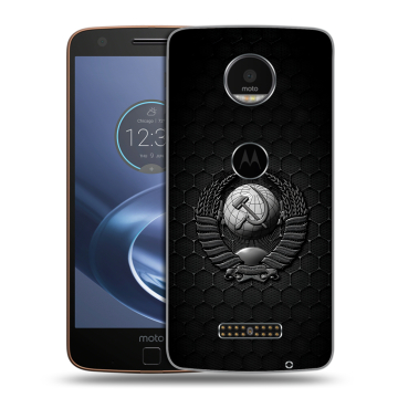 Пластиковый чехол на Lenovo Moto Z с принтом Герб Флаг СССР