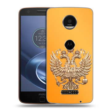 Пластиковый чехол на Lenovo Moto Z с принтом Герб Флаг России