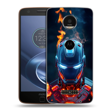 Пластиковый чехол на Lenovo Moto Z с принтом IronMan Железный человек