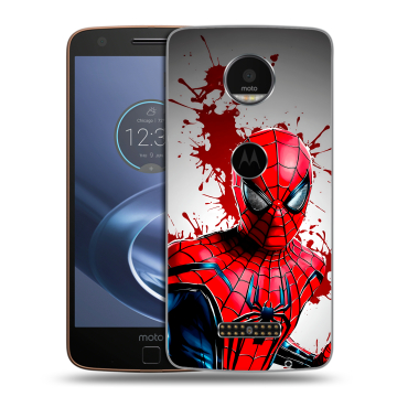 Пластиковый чехол на Lenovo Moto Z с принтом Spiderman Человек паук