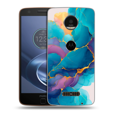 Пластиковый чехол на Lenovo Moto Z с принтом Мрамор блестки
