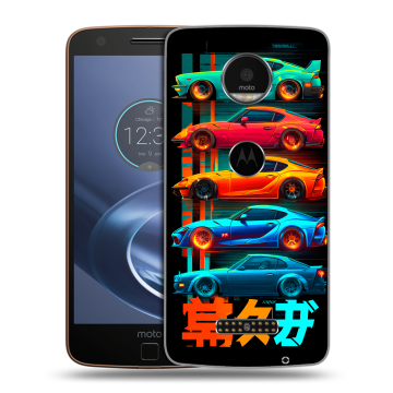 Пластиковый чехол на Lenovo Moto Z с принтом машины тачки
