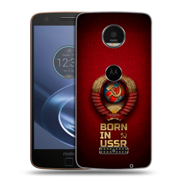 Пластиковый чехол на Lenovo Moto Z с принтом Флаг Герб СССР