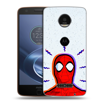 Пластиковый чехол на Lenovo Moto Z с принтом Spiderman Человек паук