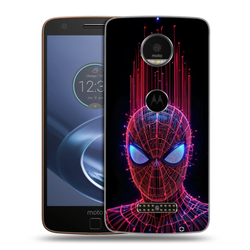 Пластиковый чехол на Lenovo Moto Z с принтом Spiderman Человек паук