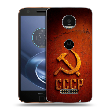 Пластиковый чехол на Lenovo Moto Z с принтом Флаг Герб СССР