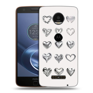 Пластиковый чехол на Lenovo Moto Z с принтом Y2K сердечки