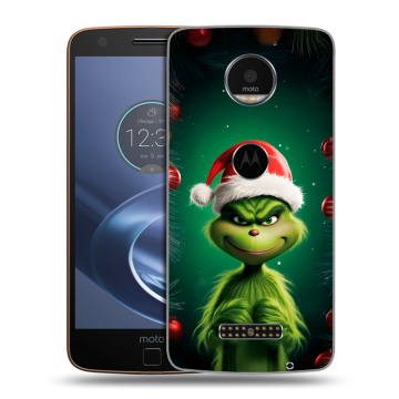 Пластиковый чехол на Lenovo Moto Z с принтом Гринч Новый год Рождество