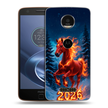 Пластиковый чехол на Lenovo Moto Z с принтом Новый год коня