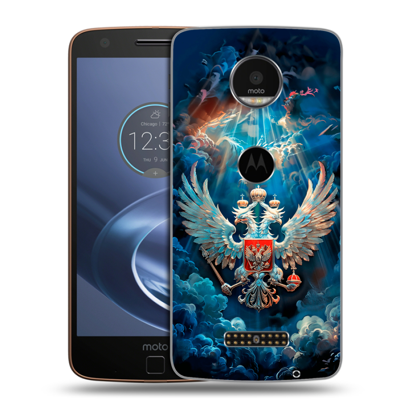 Пластиковый чехол на Lenovo Moto Z с принтом Герб флаг России Пластиковый чехол на Lenovo Moto Z с принтом Герб флаг России