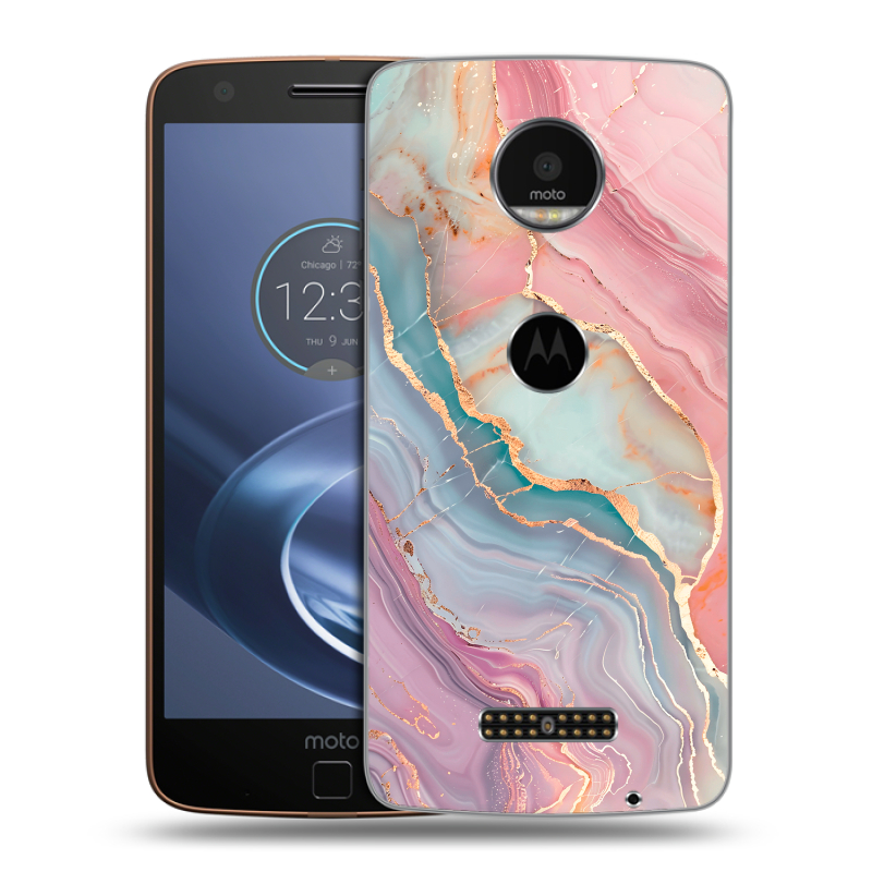 Пластиковый чехол на Lenovo Moto Z с принтом розовый мрамор Пластиковый чехол на Lenovo Moto Z с принтом розовый мрамор