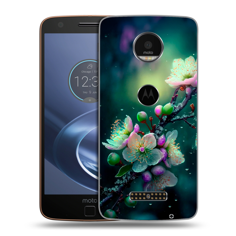 Пластиковый чехол на Lenovo Moto Z с принтом Цветы и мрамор Пластиковый чехол на Lenovo Moto Z с принтом Цветы и мрамор