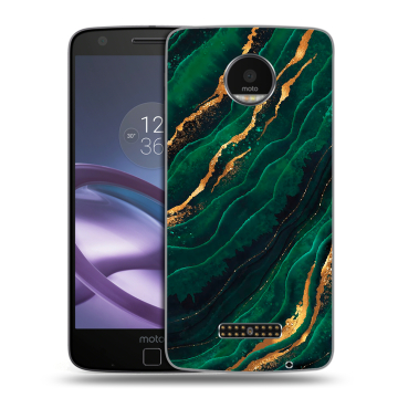 Пластиковый чехол на Lenovo Moto Z Force с принтом Мрамор зеленое золото Пластиковый чехол на Lenovo Moto Z Force с принтом Мрамор зеленое золото