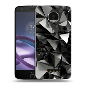Пластиковый чехол на Lenovo Moto Z Force с принтом Черные кристаллы Пластиковый чехол на Lenovo Moto Z Force с принтом Черные кристаллы