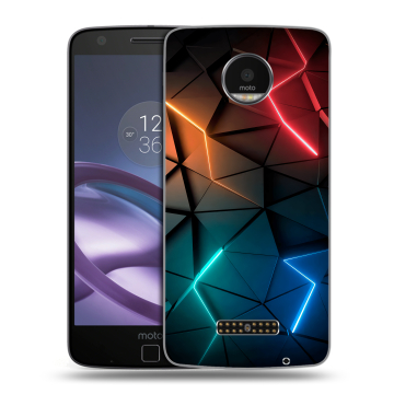 Пластиковый чехол на Lenovo Moto Z Force с принтом Абстракция неон