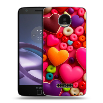 Пластиковый чехол на Lenovo Moto Z Force с принтом Сердечки Пластиковый чехол на Lenovo Moto Z Force с принтом Сердечки