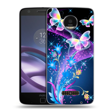 Пластиковый чехол на Lenovo Moto Z Force с принтом Бабочки Пластиковый чехол на Lenovo Moto Z Force с принтом Бабочки