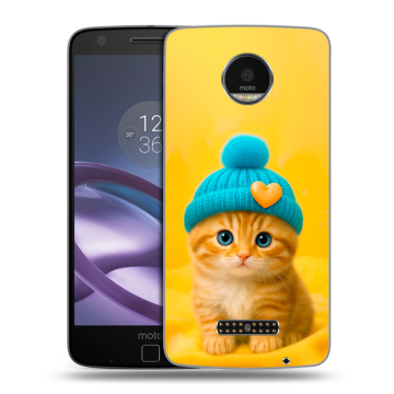 Пластиковый чехол на Lenovo Moto Z Force с принтом Котенок в шапке Пластиковый чехол на Lenovo Moto Z Force с принтом Котенок в шапке