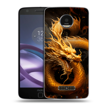 Пластиковый чехол на Lenovo Moto Z Force с принтом Золотой дракон