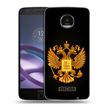 Пластиковый чехол на Lenovo Moto Z Force с принтом Герб России желтый Пластиковый чехол на Lenovo Moto Z Force с принтом Герб России желтый