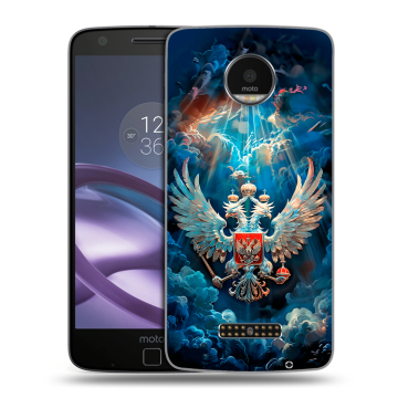Пластиковый чехол на Lenovo Moto Z Force с принтом Герб флаг России Пластиковый чехол на Lenovo Moto Z Force с принтом Герб флаг России