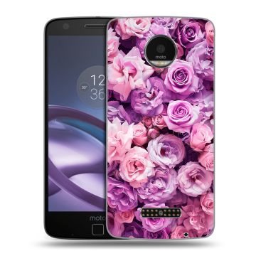 Пластиковый чехол на Lenovo Moto Z Force с принтом лавандовые розы