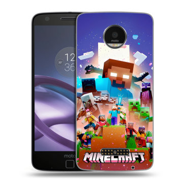 Пластиковый чехол на Lenovo Moto Z Force с принтом Майнкрафт Minecraft