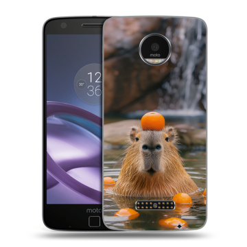 Пластиковый чехол на Lenovo Moto Z Force с принтом Капибара с апельсином Пластиковый чехол на Lenovo Moto Z Force с принтом Капибара с апельсином