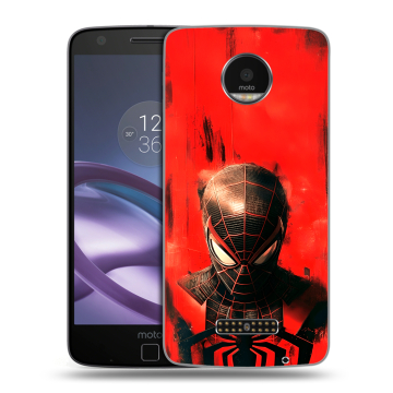 Пластиковый чехол на Lenovo Moto Z Force с принтом человек паук spiderman Пластиковый чехол на Lenovo Moto Z Force с принтом человек паук spiderman