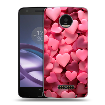 Пластиковый чехол на Lenovo Moto Z Force с принтом розовые сердечки Пластиковый чехол на Lenovo Moto Z Force с принтом розовые сердечки