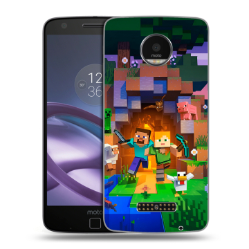 Пластиковый чехол на Lenovo Moto Z Force с принтом Майнкрафт Minecraft