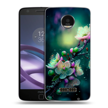 Пластиковый чехол на Lenovo Moto Z Force с принтом Цветы и мрамор Пластиковый чехол на Lenovo Moto Z Force с принтом Цветы и мрамор