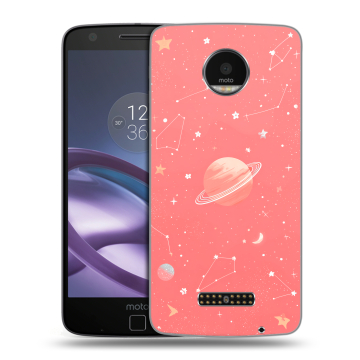 Пластиковый чехол на Lenovo Moto Z Force с принтом Розовый космос